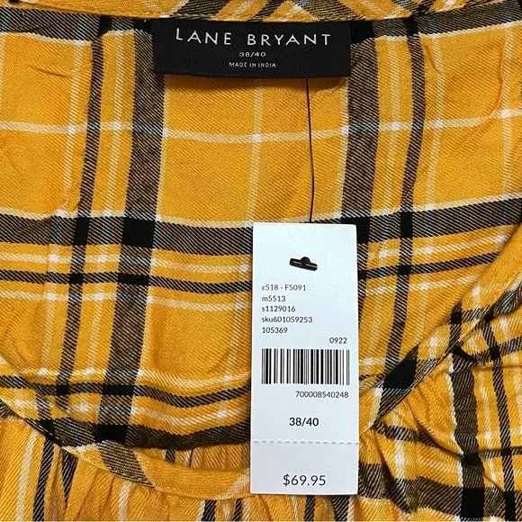 Lane Bryant Classic Crew Neck Tie-Hem Popover Blouse Size 7X 38/40 Plaid NEW - Picture 6 of 8